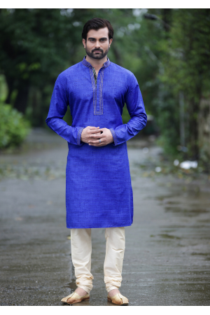 Azure Blue Color Silk Kurta Set